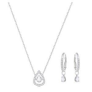 Swarovski Silver Dancing Sparkle Pear Teardrop Necklace Set